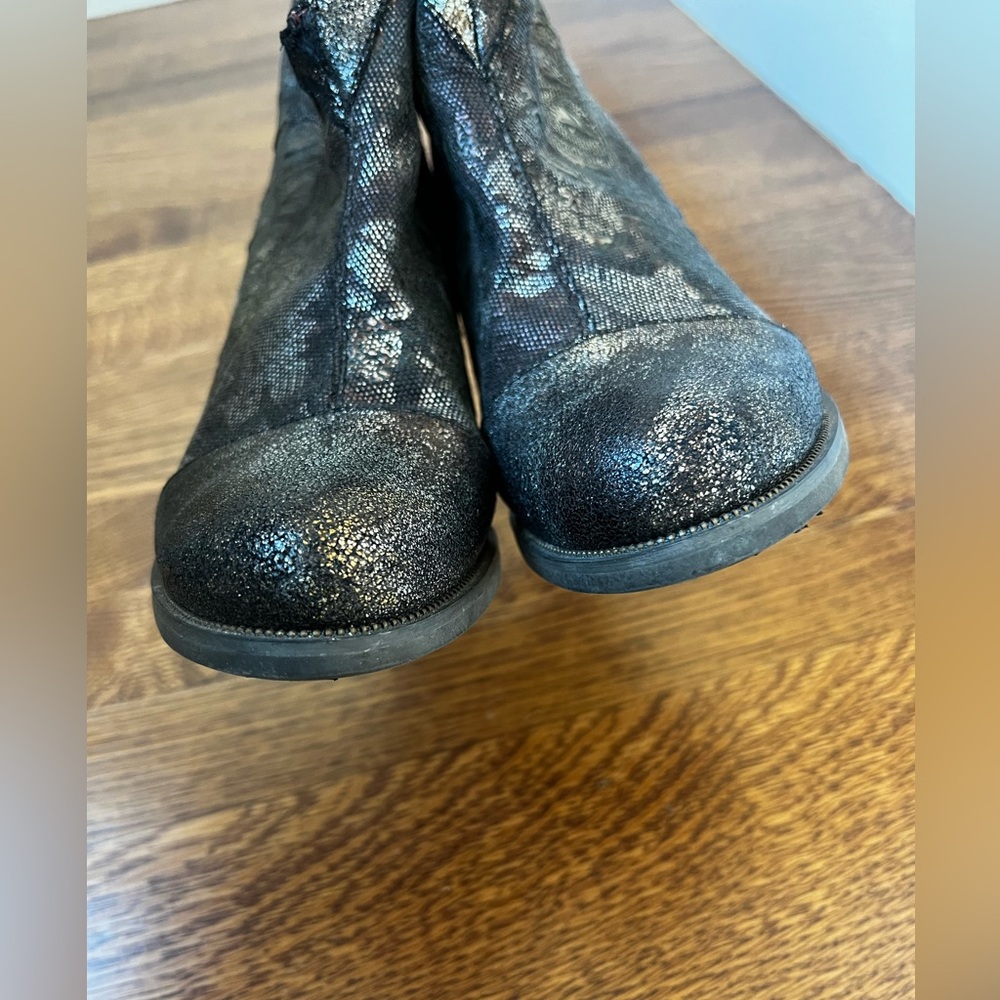 SPRING STEP L’Artiste Eleni Metallic Boot Ankle Booties Leather Western 37 - Picture 3 of 13